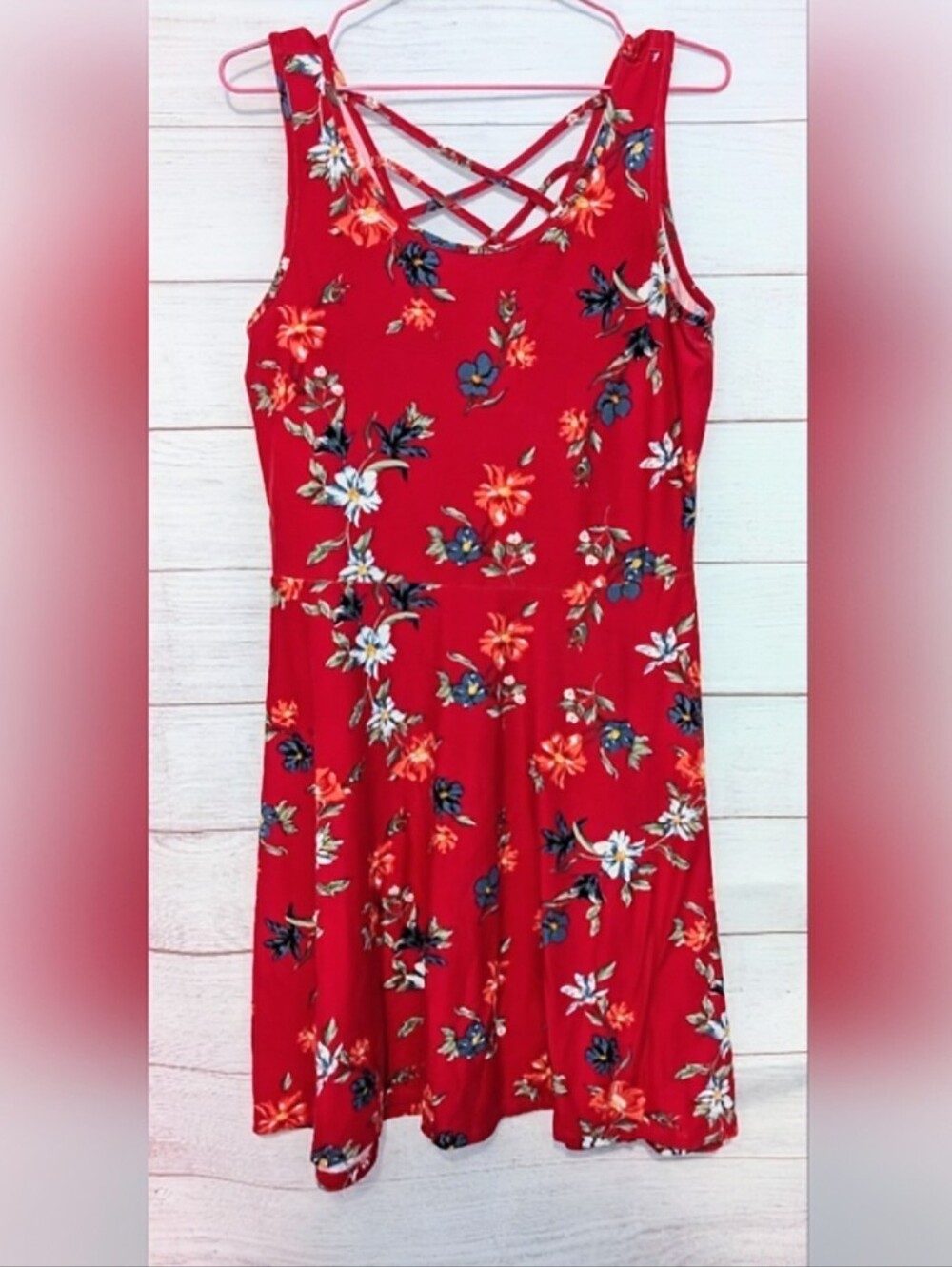 Nwot 2 Dye 4 Floral Red ♥️ Summer 🌞 Mini Tank Dress 👗 Size Medium
